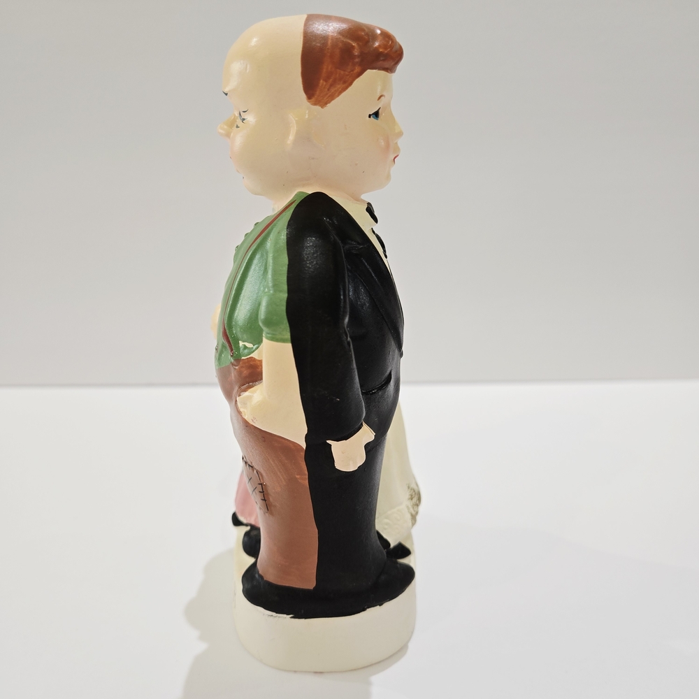 Vintage Before & After Bride & Groom Ceramic Bank Cake Topper Japan 6.5" Cute! - Picture 4 of 7